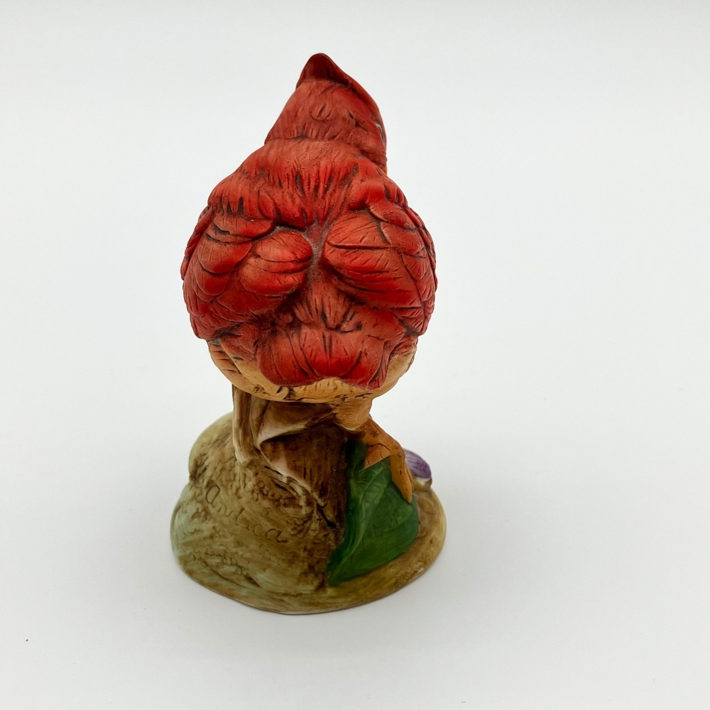 Andrea by Sadek Figurine Cardinal 6350 4" Red Porcelain Bird Flower - Picture 5 of 10